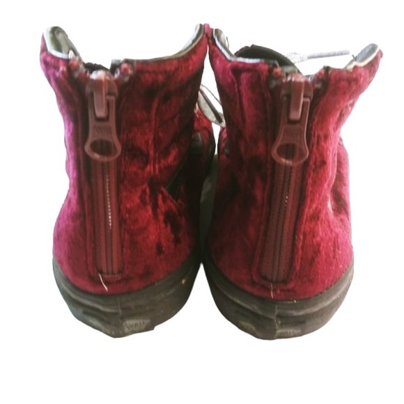 Kids Burgundy Velour Vans - Picture 9 of 11